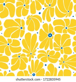 Seamless floral pattern design with stylized large blossoms, retro feeling repeat background perfect for web and print