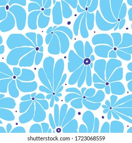 Seamless floral pattern design with stylized large blossoms, retro feeling repeat background perfect for web and print