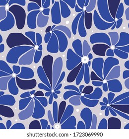 Diseño de patrones florales sin inconvenientes con flores estilizadas de gran tamaño, sensación retro de fondo perfecto para web e impresión