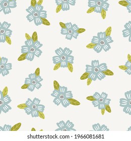 Seamless floral pattern design with sweet vector hand drawn flowers for kids and baby products, fabric, wallpaper, stationery. Meadow floral digital paper