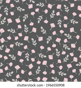 Seamless floral pattern design with sweet vector hand drawn flowers for kids and baby products, fabric, wallpaper, stationery. Meadow floral digital paper