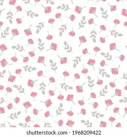 Diseño de estampado floral sin fisuras con flores de vectores dulces dibujadas a mano para niños y productos para bebés, tela, papel pintado, papelería. Papel digital floral de la pradera