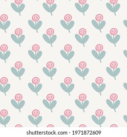 Seamless floral pattern design with sweet vector hand drawn flowers for kids and baby products, fabric, wallpaper, stationery. Meadow floral digital paper