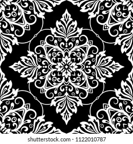 Beautiful Black White Floral Seamless Pattern Stock Vector (Royalty ...