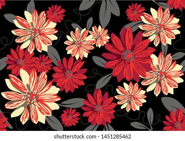 Seamless floral pattern design. Vector image.