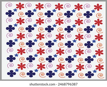 Seamless floral pattern design vector. silhouette basic figures, extraordinary graphic elements of geometrical shapes composition, Modern monochrome print brutalism.