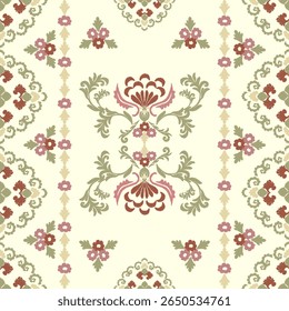 Nahtloses Blumenmuster-Design mit Vintage-Blumengrafik-Ornament
