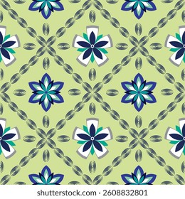Seamless floral pattern designed from geometric shapes