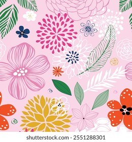 Seamless floral pattern design.vintage floral design art work.