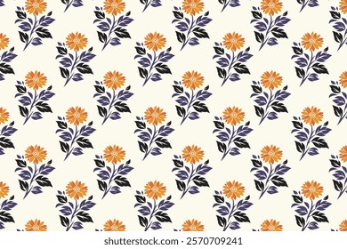 seamless floral pattern with detailed flowers, delicate leaves, and organic elements perfect for textile, wallpaper, wrapping paper, and nature-inspired designs