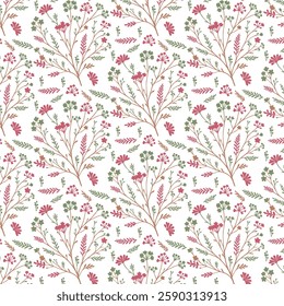 seamless floral pattern with detailed ornamental flower stems and delicate botanical foliage for stylish designs
