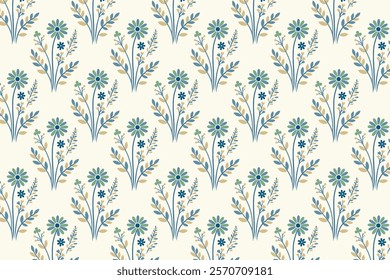 seamless floral pattern with detailed petals, lush foliage, and natural elements ideal for wallpaper, textile, wrapping paper, and botanical-themed designs