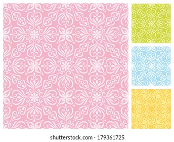 Seamless floral pattern in different pastel color schemes