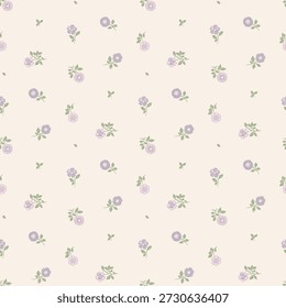 seamless floral pattern, ditsy flower textile pattern, small fabric print in elegant style on light background, timeless floral, soft ditsy flower. surface design for home textile, wallpaper pattern, fabric, fashion. Vector