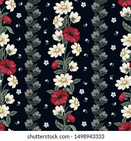 Seamless floral pattern with ditsy flowers. Vector.