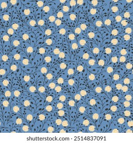 Seamless floral pattern in Ditsy liberty style. Simple vector modern pattern for textile and fashion design. Spring botanical print.