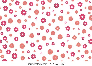 seamless floral pattern. Ditsy style background of small pastel color flowers. Small blooming flowers scattered over a white background. Stock vector for printing on surfaces and web design.