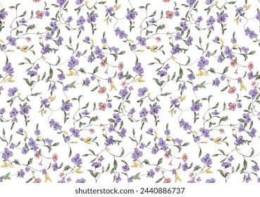 Nahtloses Blumenmuster. Ditsy Stil Hintergrund von kleinen Blumen. Vektor-Illustration für Textil.