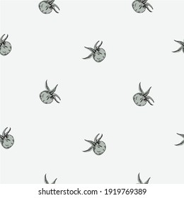 Seamless floral pattern with dog rose, rosehips. Hand-drawn vector.