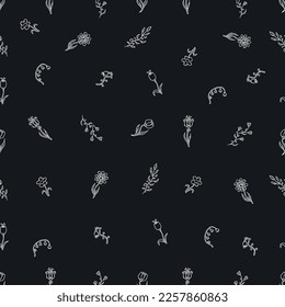 Seamless floral pattern. Doodle background with flowers. Spring pattern