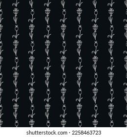 Seamless floral pattern. Doodle background with flowers. Spring pattern