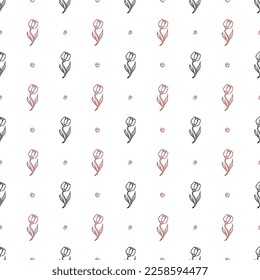 Seamless floral pattern. Doodle background with flowers. Spring pattern