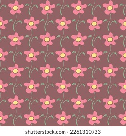 Seamless floral pattern. Doodle background with flowers. Spring pattern