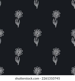 Patrón floral sin foco. Fondo de garabato con flores. Patrón de primavera