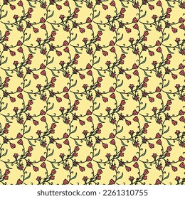 Seamless floral pattern. Doodle background with flowers. Spring pattern