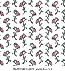 Patrón floral sin foco. Fondo de garabato con flores. Patrón de primavera