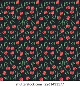 Seamless floral pattern. Doodle background with flowers. Spring pattern