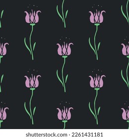 Seamless floral pattern. Doodle background with flowers. Spring pattern