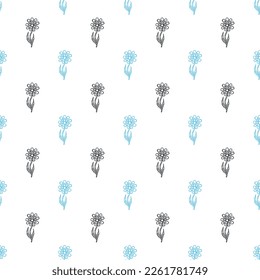 Seamless floral pattern. Doodle background with flowers. Spring pattern