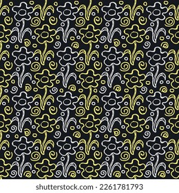 Seamless floral pattern. Doodle background with flowers. Spring pattern