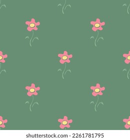 Seamless floral pattern. Doodle background with flowers. Spring pattern