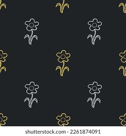 Seamless floral pattern. Doodle background with flowers. Spring pattern