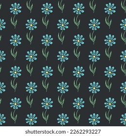 Seamless floral pattern. Doodle background with flowers. Spring pattern