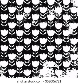 Seamless floral pattern. Doodle floral contour