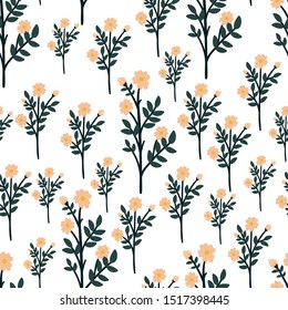Seamless floral pattern with doodle flowers. Creative garden texture for fabric, wrapping, textile, wallpaper, apparel. Vector illustration