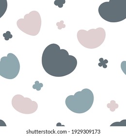 Seamless floral pattern. Doodle flowers in pastel colors on white background. Vector hand drawn illustration. For print, textile, wallpaper, packaging wrap