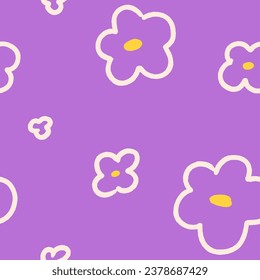 Nahtlose Blumenmuster im duftenden naiven Stil. Unendlicher Hintergrund, Blumen, die den Druck wiederholen. Texturdesign für Textilien, Gewebe, Umhüllung, Tapete. Moderne, handgezeichnete grafische Vektorgrafik