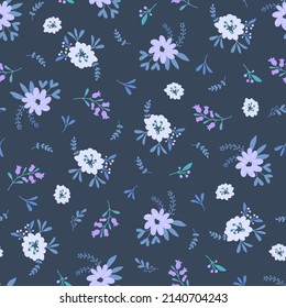 Seamless floral pattern in doodle style. Vector illustration for printing on fabric and decoupage.