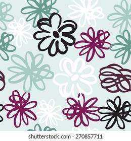 Seamless floral pattern in doodle style