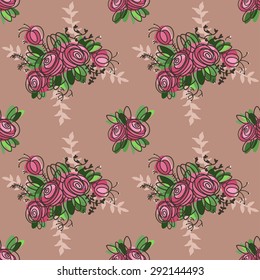 Seamless floral pattern in doodle style. Vector.