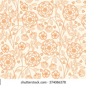 seamless floral pattern in doodle style with flowers 