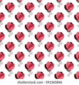 Seamless floral pattern in doodle style. Spring floral background