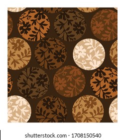  Patrón floral sin soldadura. Puntos y flores. Textura étnica. Fondo marrón abstracto. Decoración casera, textil casero, papel pintado. Ilustración vectorial.