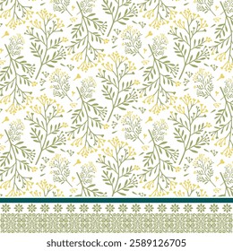 seamless floral pattern with elegant border motifs for textile and invitation templates
