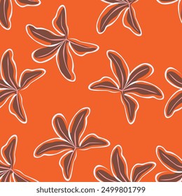Seamless floral pattern, elegant botanical print with artistic flowers branches on a red background. Vintage flower design with small hand drawn flowers, tiny flowers, leaves. Vector illustration