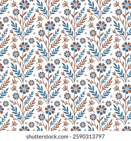 seamless floral pattern with elegant botanical illustrations and intricate ornamental foliage details for wallpapers
